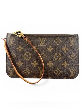 Louis Vuitton Monogram & Vachetta Neverfull Wristlet Pouch